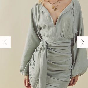 Nwt free people one an only mini dress sage green
